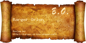 Barger Orion névjegykártya